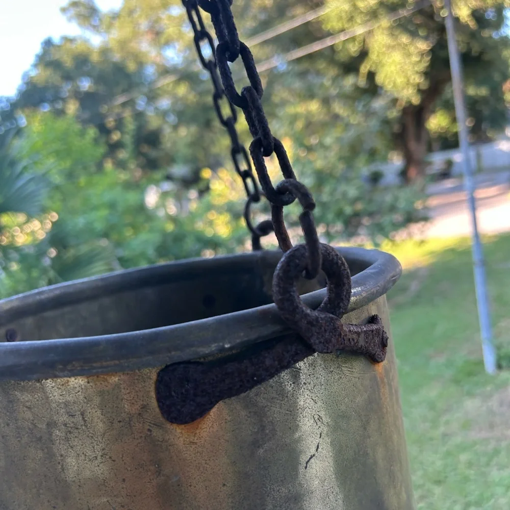 Antique Brass 11” Jam Cauldron Pot Kettle Planter Farmhouse Cast Iron Handle